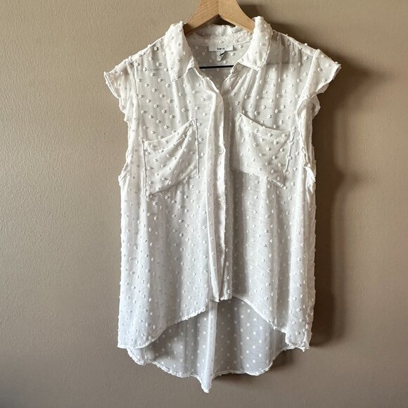 Women's L Bar lll Clip-Dot Blouse Button Down Point Collar - Picture 2 of 8